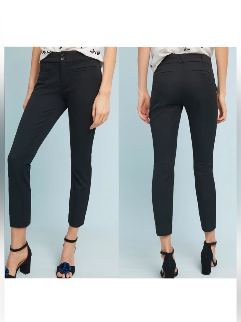 NWT Anthropologie The Essential Slim Pant Black sz 4